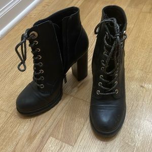 Leather lace up booties
